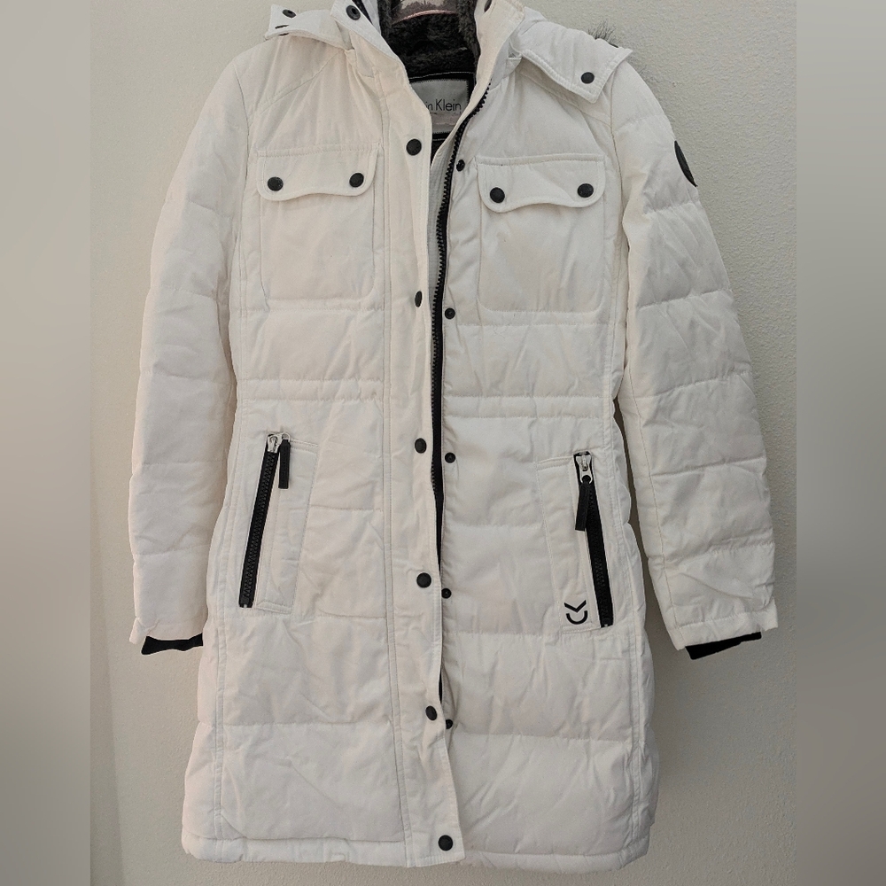 Calvin Klein Duck Down Y2k Heavy White Puffer Coat